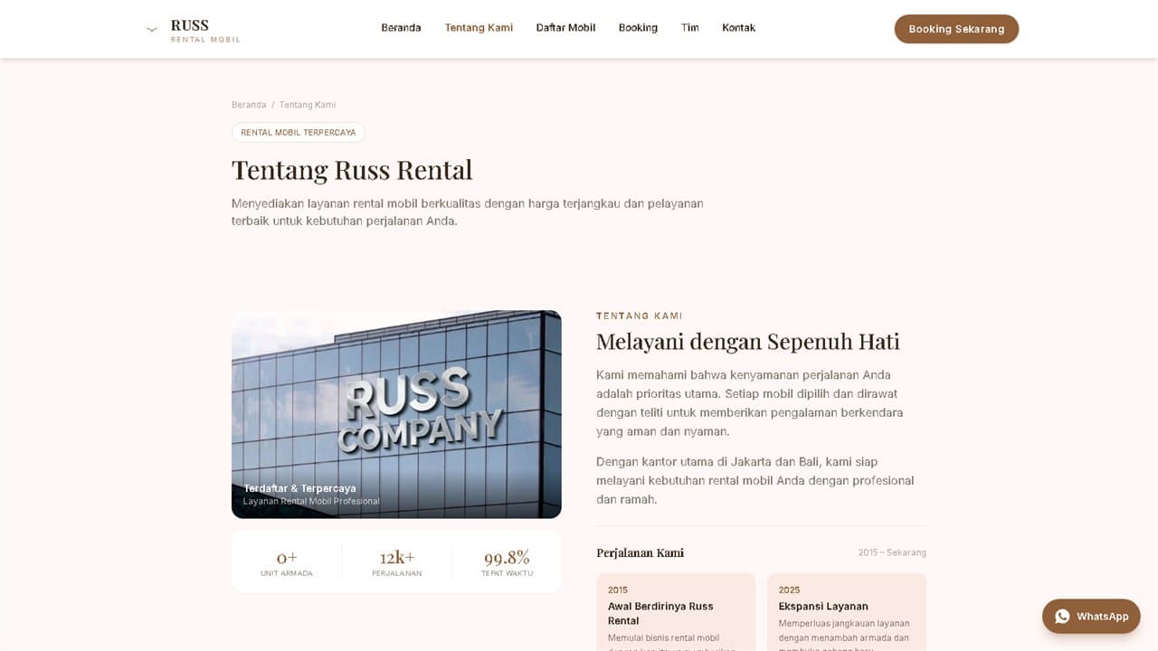 Russ Rental — Website Rental Mobil screenshot 1