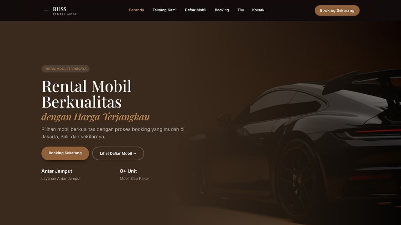 Russ Rental — Website Rental Mobil